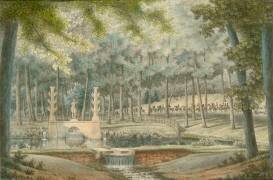 Vue du château de Malmaison : le bassin de Neptune (Auguste Garneray) - Muzeo.com