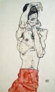 Nu masculin avec drap rouge (Egon Schiele) - Muzeo.com