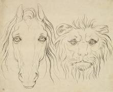 Album I : une tête de cheval et une tête de lion (Charles Le Brun) - Muzeo.com