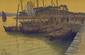 Arrivée de bateaux à Tréboul (Henri Rivière) - Muzeo.com
