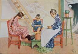 Décortiquer les pois (Carl Larsson) - Muzeo.com