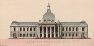 Esquisse de la façade d'un Hôtel de Ville (Jean-Jacques Lequeu) - Muzeo.com