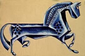 Esquisse d’un cheval bleu pour un théâtre de marionnettes d’après le conte de Pouchkine (Lioubov Popova) - Muzeo.com