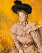 Femme au  Chapeau Noir et au Costume rose saumon (Mary Cassatt) - Muzeo.com