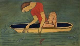 Femme dans une barque (Tsuguharu Foujita) - Muzeo.com