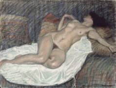 Femme nue, étendue sur des coussins (Théophile Alexandre Steinlen) - Muzeo.com