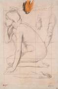 Feuille d'études pour Sémiramis : femme nue accroupie (Edgar Degas) - Muzeo.com