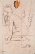 Feuille d'études pour Sémiramis : femme nue accroupie (Edgar Degas) - Muzeo.com