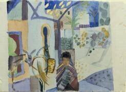 Fillette avec un cheval et un âne (August Macke) - Muzeo.com