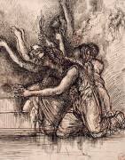 Groupe d'hommes et de femmes agenouillés, les bras tendus en signe de supplication (Gustave Moreau) - Muzeo.com