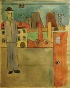 Homme avec un chapeau à côté d'usines (Franz Wihelm Seiwert) - Muzeo.com