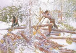 Ils ont ensuite été coupés en longueurs uniformes (Carl Larsson) - Muzeo.com