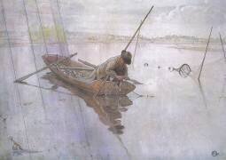 Johan attrape un beau brochet (Carl Larsson) - Muzeo.com