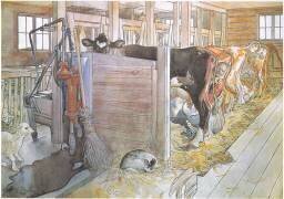 Johana trayant les vaches (Carl Larsson) - Muzeo.com