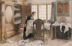 Karin près de l'armoire à linge (Carl Larsson) - Muzeo.com