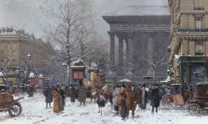 La Place de La Madeleine sous la neige (Eugène Galien-Laloue) - Muzeo.com