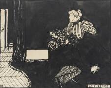 La Surprise, dessin préparatoire pour une gravure sur bois de la série Intimités, vers 1897 (Félix Vallotton) - Muzeo.com