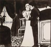 Le Rubis ou la Belle Epingle, dessin préparatoire pour une gravure sur bois de la série Intimités, (Félix Vallotton) - Muzeo.com