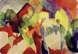 Les gens qui se promènent dans le parc (August Macke) - Muzeo.com