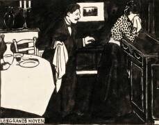 Les grands moyens, dessin préparatoire pour une gravure sur bois de la série Intimités, vers 1897 (Félix Vallotton) - Muzeo.com