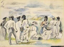 Nègre avec un garçon tenant des fleurs (Jules Pascin) - Muzeo.com
