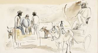 Nègres et deux charrettes (Jules Pascin) - Muzeo.com