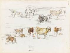 Neuf études de vaches debout ou couchées (Eugène Boudin) - Muzeo.com