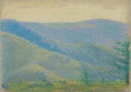 Paysage de montagne avec sapins au premier plan (François Garas) - Muzeo.com