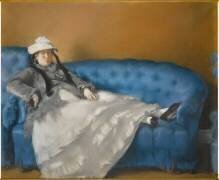 Portrait de madame Edouard Manet sur un canapé bleu (Edouard Manet) - Muzeo.com