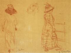 Rouge - Deux femmes et une tête (William James Glackens) - Muzeo.com