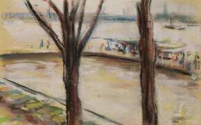 Scène d'atterrissage au Uhlenhorster Fahrhaus en automne (Max Liebermann) - Muzeo.com