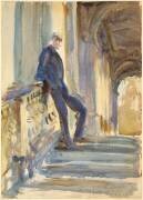 Sir Neville Wilkinson sur les marches du pont palladien à Wilton House (John Singer Sargent) - Muzeo.com