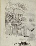 Sur la terrasse d'un hôtel à Bordighera : Le peintre Jean Martin revoit sa facture (Auguste Renoir) - Muzeo.com