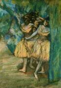 Trois danseuses, avec un fond d'arbres et rochers (Edgar Degas) - Muzeo.com
