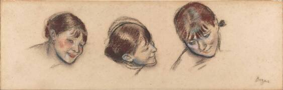 Trois études de la tête d'une danseuse (Edgar Degas) - Muzeo.com