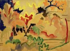 Trois nus avec des cerfs au bord de l'eau (August Macke) - Muzeo.com