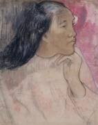 Une Tahitienne avec une fleur dans les cheveux (Paul Gauguin) - Muzeo.com