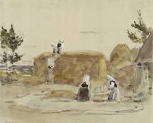 Vannage et construction d'une meule dans le Finistère (Eugène Boudin) - Muzeo.com