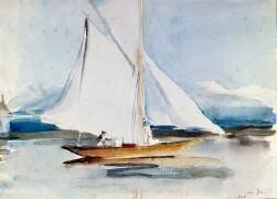 Voilier à l'entrée du port de Morges (Louis Soutter) - Muzeo.com