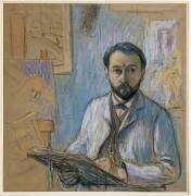 Autoportrait à mi-corps, de face, en train de dessiner (Emile Schuffenecker) - Muzeo.com