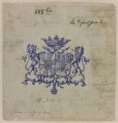 Blason aux armes de la famille d'Hoffelize et Villatte de Peufeilhoux et d'Outremont (Emile Gallé) - Muzeo.com
