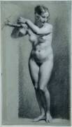 Etude de femme nue debout, les bras appuyés à une branche (Pierre Paul Prud'hon) - Muzeo.com