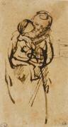 Femme tenant son enfant dans les bras, vue à mi-corps (Rembrandt) - Muzeo.com