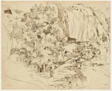Figures dans un vallon traversé par un ruisseau , près de Papigno (Jean-Baptiste Camille Corot) - Muzeo.com