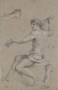 Homme demi-nu, assis, de profil (Charles Le Brun) - Muzeo.com