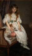 La petite fille au chien blanc ou portrait de Mlle Adeline Poznanska (Marie-Louise-Catherine Breslau) - Muzeo.com