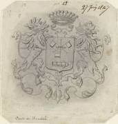 Modèle de blason pour un service en faïence aux armes de la famille de Wendel (Emile Gallé) - Muzeo.com