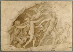 Orphée, se retournant, perd Eurydice attrapée par Pluton (Giulio Romano (d'après)) - Muzeo.com