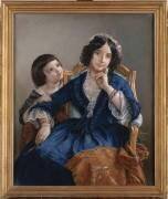 Portrait de madame Louis-Auguste Bornot avec son fils Camille en buste (Léon Riesener) - Muzeo.com