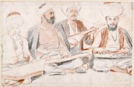 Quatre musiciens turcs accroupis (Jean-Etienne Liotard) - Muzeo.com